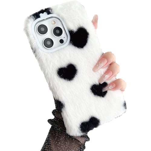 JMTALL Plüsch Hülle für Motorola Moto G54 5G Warm Handyhülle Case Herz Motiv Mädchen Süße Handytasche Weiche TPU Silikon Schön Schutzhülle für Moto G54 5G - Weiß von JMTALL
