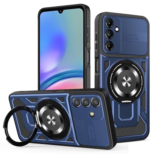 JMstore Hülle für Samsung Galaxy A05s 4G, Kameraschutz 360°Metal Ring Ständer Schutzhülle, Silikon TPU Hart PC Handy Hüllen Schutzhülle Standard Stoßfest Cover - Blau von JMstore