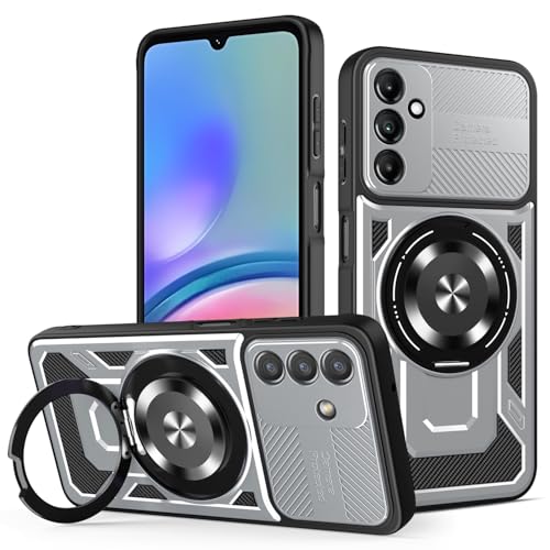 JMstore Hülle für Samsung Galaxy A05s 4G, Kameraschutz 360°Metal Ring Ständer Schutzhülle, Silikon TPU Hart PC Handy Hüllen Schutzhülle Standard Stoßfest Cover - Grau von JMstore