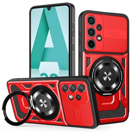 JMstore Hülle für Samsung Galaxy A33 5G, Kameraschutz 360°Metal Ring Ständer Schutzhülle, Silikon TPU Hart PC Handy Hüllen Schutzhülle Standard Stoßfest Cover - Rot von JMstore