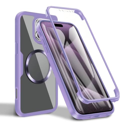 JMstore Hülle für Samsung Galaxy S22 Plus mit Integriertem Displayschutz [kompatibel mit MagSafe] 360 Grad Ganzkörper Stoßfeste Fallschutz Handyhülle Transparent Case-Lila von JMstore