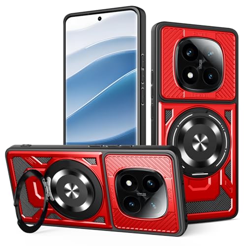 JMstore Hülle für Xiaomi Redmi Note 14 Pro 4G, Kameraschutz 360°Metal Ring Ständer Schutzhülle, Silikon TPU Hart PC Handy Hüllen Schutzhülle Standard Stoßfest Cover - Rot JMstore Hülle für Xiaomi Redmi Note 14 Pro 4G, Kameraschutz 360°Metal Ring Ständer Schutzhülle, Silikon TPU Hart PC Handy Hüllen Schutzhülle Standard Stoßfest Cover - Rot von JMstore