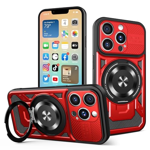 JMstore Hülle für iPhone 13 Pro, Kameraschutz 360°Metal Ring Ständer Schutzhülle, Silikon TPU Hart PC Handy Hüllen Schutzhülle Standard Stoßfest Cover - Rot JMstore Hülle für iPhone 13 Pro, Kameraschutz 360°Metal Ring Ständer Schutzhülle, Silikon TPU Hart PC Handy Hüllen Schutzhülle Standard Stoßfest Cover - Rot von JMstore