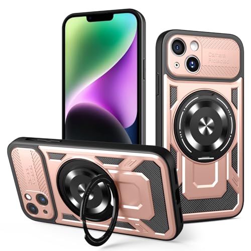 JMstore Hülle für iPhone 14 Plus, Kameraschutz 360°Metal Ring Ständer Schutzhülle, Silikon TPU Hart PC Handy Hüllen Schutzhülle Standard Stoßfest Cover - Rose Gold JMstore Hülle für iPhone 14 Plus, Kameraschutz 360°Metal Ring Ständer Schutzhülle, Silikon TPU Hart PC Handy Hüllen Schutzhülle Standard Stoßfest Cover - Rose Gold von JMstore