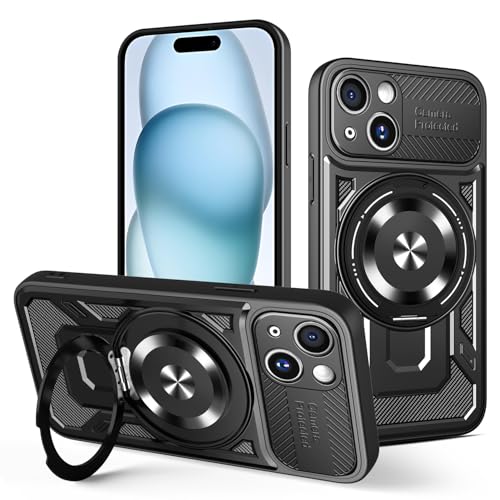 JMstore Hülle für iPhone 15, Kameraschutz 360°Metal Ring Ständer Schutzhülle, Silikon TPU Hart PC Handy Hüllen Schutzhülle Standard Stoßfest Cover - Schwarz JMstore Hülle für iPhone 15, Kameraschutz 360°Metal Ring Ständer Schutzhülle, Silikon TPU Hart PC Handy Hüllen Schutzhülle Standard Stoßfest Cover - Schwarz von JMstore