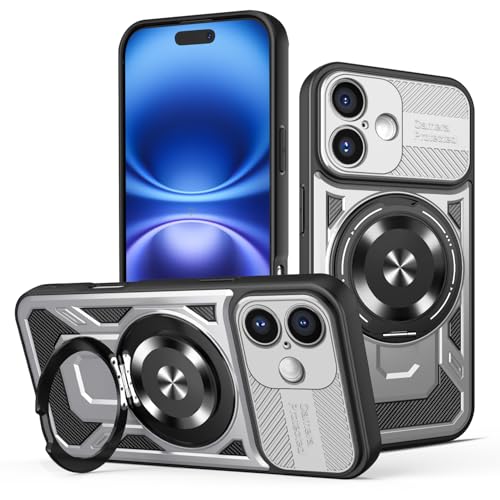 JMstore Hülle für iPhone 16 Plus, Kameraschutz 360°Metal Ring Ständer Schutzhülle, Silikon TPU Hart PC Handy Hüllen Schutzhülle Standard Stoßfest Cover - Grau JMstore Hülle für iPhone 16 Plus, Kameraschutz 360°Metal Ring Ständer Schutzhülle, Silikon TPU Hart PC Handy Hüllen Schutzhülle Standard Stoßfest Cover - Grau von JMstore