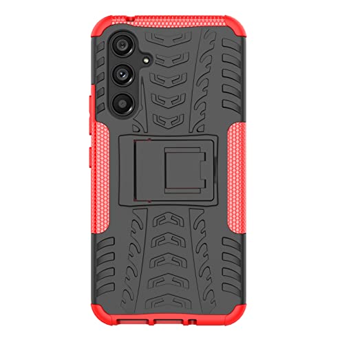 JMstore Hülle kompatibel mit Samsung Galaxy A54 5G +Panzerglas Schutzfolie,Case Ständer,Hybrid Handyhülle Drop Resistance (Rot) von JMstore