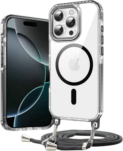 JMstore Magnetische Handykette für iPhone 13 / iPhone 14 Hülle, Kompatibel mit Magsafe Schutzhülle,mit Abnehmbar Kordel zum Umhängen Case, Aesthetic Durchsichtige Stoßfest -Schwarz JMstore Magnetische Handykette für iPhone 13 / iPhone 14 Hülle, Kompatibel mit Magsafe Schutzhülle,mit Abnehmbar Kordel zum Umhängen Case, Aesthetic Durchsichtige Stoßfest -Schwarz von JMstore