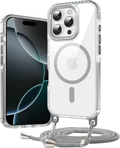 JMstore Magnetische Handykette für iPhone 15 Hülle, Kompatibel mit Magsafe Schutzhülle,mit Abnehmbar Kordel zum Umhängen Case, Aesthetic Durchsichtige Stoßfest -Grau JMstore Magnetische Handykette für iPhone 15 Hülle, Kompatibel mit Magsafe Schutzhülle,mit Abnehmbar Kordel zum Umhängen Case, Aesthetic Durchsichtige Stoßfest -Grau von JMstore