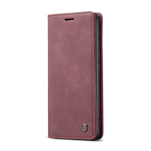 JMstore hülle kompatibel mit Samsung Galaxy A22 5G, Leder Flip Schutzhülle Brieftasche Handyhülle mit Kreditkarten Standfunktion (Rot) von JMstore