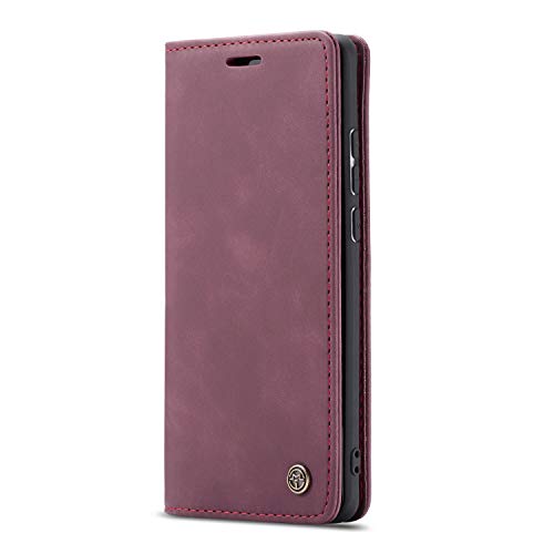 JMstore hülle kompatibel mit Samsung Galaxy A70, Leder Flip Schutzhülle Brieftasche Handyhülle mit Kreditkarten Standfunktion (Rot) von JMstore