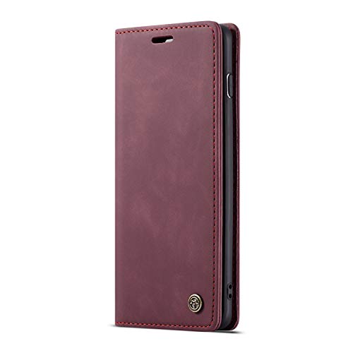 JMstore hülle kompatibel mit Samsung Galaxy S10, Leder Flip Schutzhülle Brieftasche Handyhülle mit Kreditkarten Standfunktion (Rot) von JMstore