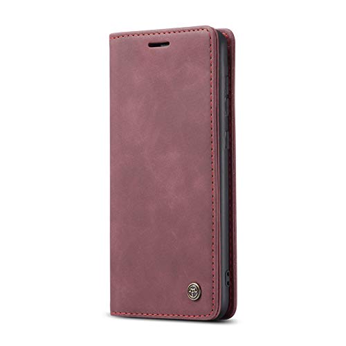 JMstore hülle kompatibel mit Samsung Galaxy S21, Leder Flip Schutzhülle Brieftasche Handyhülle mit Kreditkarten Standfunktion (Rot) von JMstore