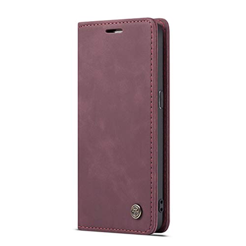 JMstore hülle kompatibel mit Samsung Galaxy S7, Leder Flip Schutzhülle Brieftasche Handyhülle mit Kreditkarten Standfunktion (Rot) von JMstore