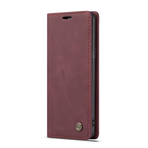 JMstore hülle kompatibel mit Samsung Galaxy S9, Leder Flip Schutzhülle Brieftasche Handyhülle mit Kreditkarten Standfunktion (Rot) von JMstore