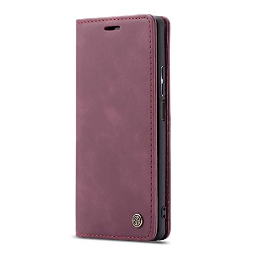 JMstore hülle kompatibel mit iPhone 5/5S/SE, Leder Flip Schutzhülle Brieftasche Handyhülle mit Kreditkarten Standfunktion (Rot) von JMstore