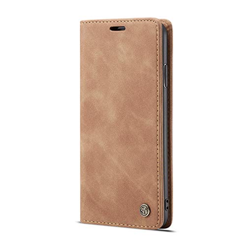 JMstore hülle kompatibel mit iPhone XR, Leder Flip Schutzhülle Brieftasche Handyhülle mit Kreditkarten Standfunktion (Braun) von JMstore
