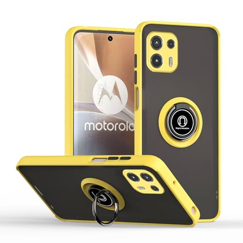 JNERBUYI Bumper Handyhülle für Motorola Edge 20 Lite mit Ring, Schutzhülle mit 360°Magnetring, Hülle Stoßfeste mit Ständer. Robuste Cover Case. Gelb von JNERBUYI