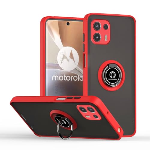 JNERBUYI Bumper Handyhülle für Motorola Edge 20 Lite mit Ring, Schutzhülle mit 360°Magnetring, Hülle Stoßfeste mit Ständer. Robuste Cover Case. Rot von JNERBUYI