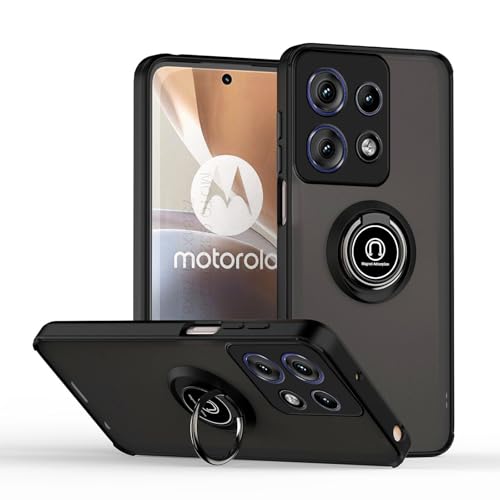 JNERBUYI Bumper Handyhülle für Motorola Edge 50 Pro mit Ring, Schutzhülle mit 360°Magnetring, Hülle Stoßfeste mit Ständer. Robuste Cover Case. Schwarz von JNERBUYI