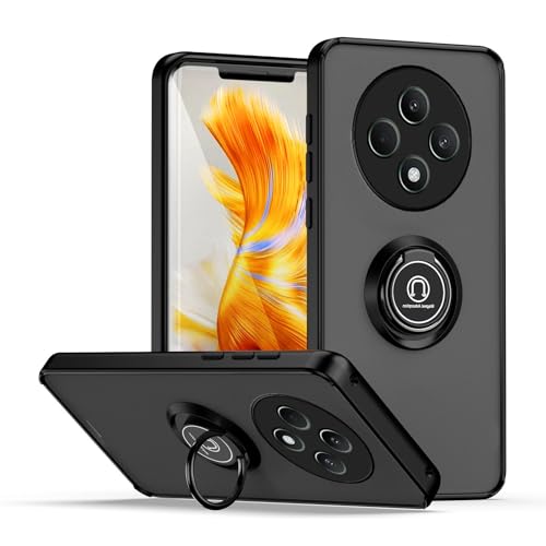 JNERBUYI Bumper Handyhülle für Oppo Reno12 F/Reno 12F 5G/Reno12 FS 5G mit Ring, Schutzhülle mit 360°Magnetring, Hülle Stoßfeste mit Ständer. Robuste Cover Case. Schwarz von JNERBUYI