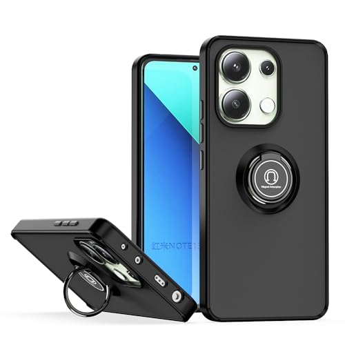 JNERBUYI Bumper Handyhülle für Xiaomi Redmi Note 13 4G mit Ring, Schutzhülle mit 360°Magnetring, Hülle Stoßfeste mit Ständer. Robuste Cover Case. Schwarz von JNERBUYI