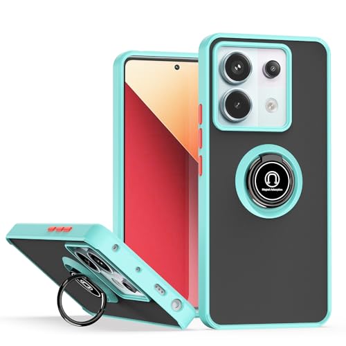 JNERBUYI Bumper Handyhülle für Xiaomi Redmi Note 13 Pro 5G / Poco X6 5G mit Ring, Schutzhülle mit 360°Magnetring, Hülle Stoßfeste mit Ständer. Robuste Cover Case. Himmelblau von JNERBUYI