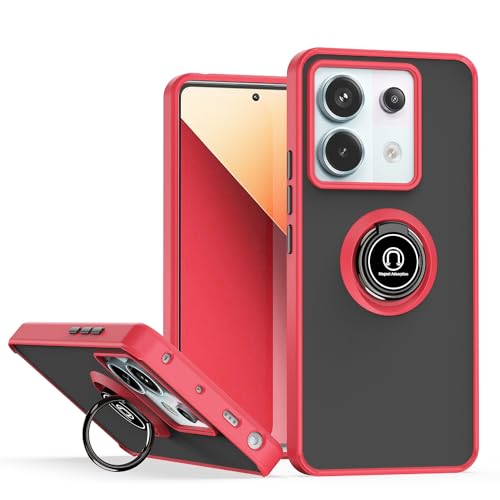 JNERBUYI Bumper Handyhülle für Xiaomi Redmi Note 13 Pro 5G / Poco X6 5G mit Ring, Schutzhülle mit 360°Magnetring, Hülle Stoßfeste mit Ständer. Robuste Cover Case. Rot von JNERBUYI