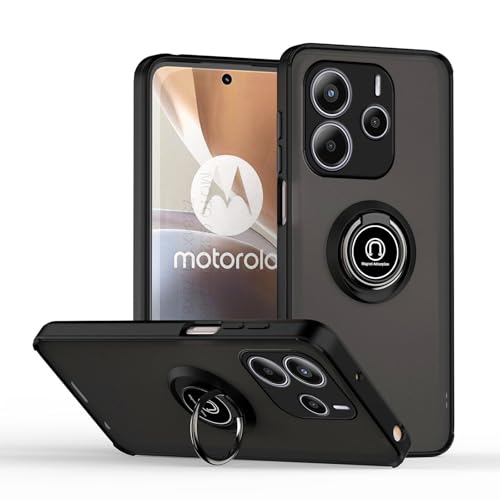 JNERBUYI Bumper Handyhülle für Xiaomi Redmi Note 14 5G mit Ring, Schutzhülle mit 360°Magnetring, Hülle Stoßfeste mit Ständer. Robuste Cover Case. Schwarz von JNERBUYI