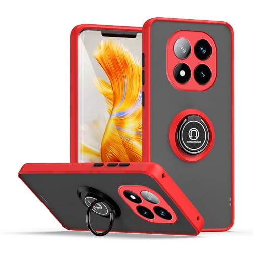 JNERBUYI Bumper Handyhülle für Xiaomi Redmi Note 14 Pro+ Plus 5G mit Ring, Schutzhülle mit 360°Magnetring, Hülle Stoßfeste mit Ständer. Robuste Cover Case. Rot von JNERBUYI