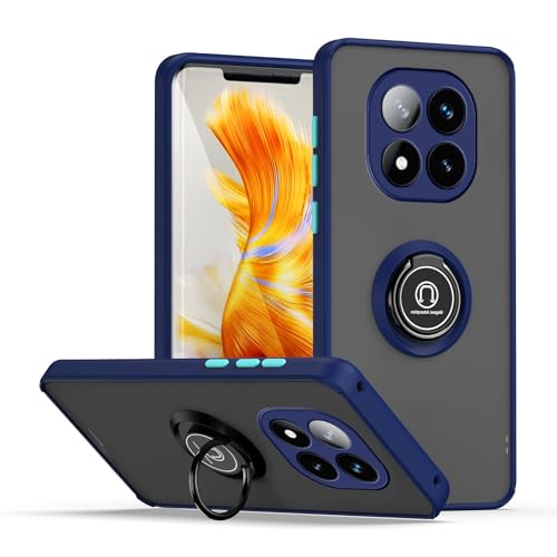 JNERBUYI Bumper Handyhülle für Xiaomi Redmi Note 14 Pro 4G mit Ring, Schutzhülle mit 360°Magnetring, Hülle Stoßfeste mit Ständer. Robuste Cover Case. Königsblau von JNERBUYI