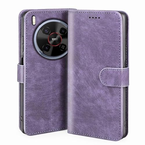 JNERBUYI Flip Handyhülle für ZTE Blade V70 Max/Nubia V70 Max, PU Lederhülle mit Magnetische Wallet Hülle, Portemonnaie Flip Case, Stoßfeste Schutzhülle. Lila von JNERBUYI
