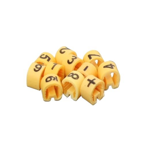 Labels Kabeletiketten, 10 Gitter, 0,5 0,75 1,0 1,5 2,5 4,0 6,0 10,0 16 25 35 mm², PVC, gelbe Kabelmarkierungen, Pflaumenschlauch, 0–9, verschiedene Nummern-Kits(1.0mm2 1000pcs) von JNHGSHUAISDF
