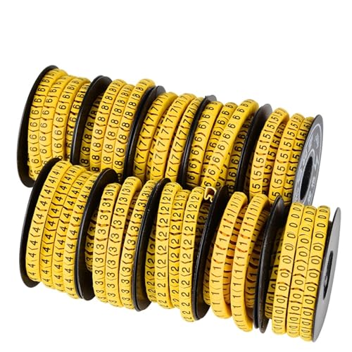 Labels Kabeletiketten, 10 Rollen, Kabelmarkierungen, Nummernrohr EC 1/2,5/4/6, quadratisch, 0 bis 9, Drahtetiketten, Rohrnetzwerk, Leitungshülse, konkav, rutschfest, PVC-Isolierung(2.5 Square) von JNHGSHUAISDF