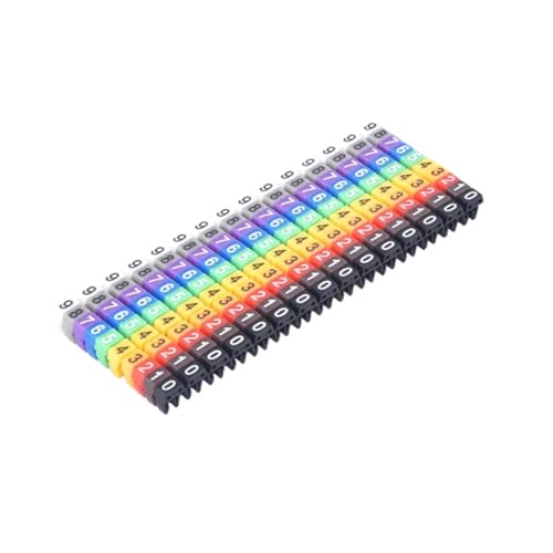 Labels Kabeletiketten, 100/150 Stück, Kabelmarkierer, bunt, C-Typ, Markierungsnummer, Etikett for 2 – 10 mm Kabel, Markierungsetikett, Etikett, Netzwerkkabel (für Cat5e)(M-0.5(0.5mm)) von JNHGSHUAISDF