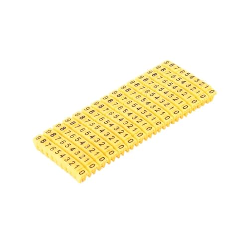 Labels Kabeletiketten, 100/150 Stück, Kabelmarkierer, bunt, C-Typ, Markierungsnummer, Etikett for 2 – 10 mm Kabel, Markierungsetikett, Etikett, Netzwerkkabel (für Cat5e)(Yellow-m-1(2.5mm)) von JNHGSHUAISDF