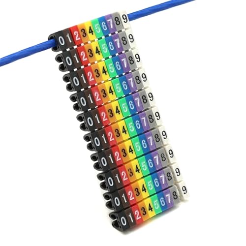 Labels Kabeletiketten, 100/150 Stück, Kabelmarkierungen, bunt, M-Typ, Markierungsnummernschild, Etikett for 2–8 mm Kabel, Netzwerkkabel, Drahtmarkierungsschild(Color-4) von JNHGSHUAISDF