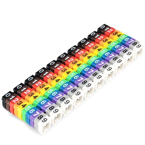 Labels Kabeletiketten, 100/150 Stück, bunte Kabelmarkierungsnummern vom Typ C for 2–7 mm Kabel(100PCS-4 square) von JNHGSHUAISDF