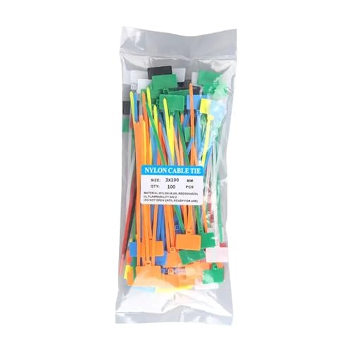 Labels Kabeletiketten, 100 Stück, Kunststoff-Etikettenmarkierungen, Maschendrahtmarkierung, selbstsichernde Kabelbinder, Kabelanhänger, bunte Etiketten, Kabelbinder, Nylonbinder(Multicolor) von JNHGSHUAISDF