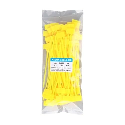Labels Kabeletiketten, 100 Stück, Kunststoff-Etikettenmarkierungen, Maschendrahtmarkierung, selbstsichernde Kabelbinder, Kabelanhänger, bunte Etiketten, Kabelbinder, Nylonbinder(Yellow) von JNHGSHUAISDF