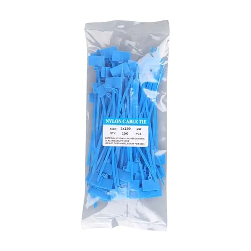 Labels Kabeletiketten, 100 Stück, bunte Kabelbinder aus Nylon, Etikettenband aus Kunststoff, einfache Markierung von Etiketten, selbstsichernde Kabelbinder, Maschendrahtmarkierungswerkzeuge(Blue) von JNHGSHUAISDF