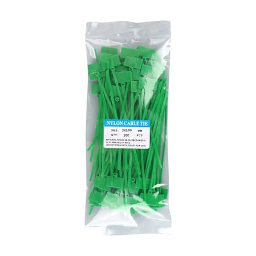 Labels Kabeletiketten, 100 Stück, bunte Kabelbinder aus Nylon, Etikettenband aus Kunststoff, einfache Markierung von Etiketten, selbstsichernde Kabelbinder, Maschendrahtmarkierungswerkzeuge(Green) von JNHGSHUAISDF
