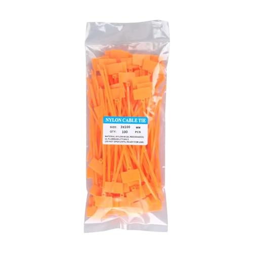 Labels Kabeletiketten, 100 Stück, bunte Kabelbinder aus Nylon, Etikettenband aus Kunststoff, einfache Markierung von Etiketten, selbstsichernde Kabelbinder, Maschendrahtmarkierungswerkzeuge(Orange) von JNHGSHUAISDF