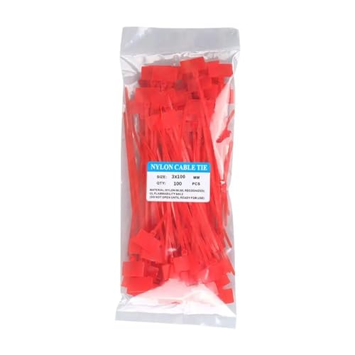 Labels Kabeletiketten, 100 Stück, bunte Kabelbinder aus Nylon, Etikettenband aus Kunststoff, einfache Markierung von Etiketten, selbstsichernde Kabelbinder, Maschendrahtmarkierungswerkzeuge(Red) von JNHGSHUAISDF