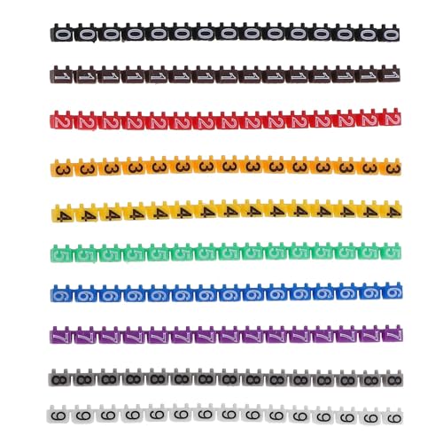 Labels Kabeletiketten, 150 Stück, elektrische Aufkleber, Drahtnummernetiketten, mehrfarbige Kabelmarkierungen, Etikettierer, elektrisch, 0-Krawattenclip, selbstklebend, elektrisch(0.31x0.20x0.20cm) von JNHGSHUAISDF