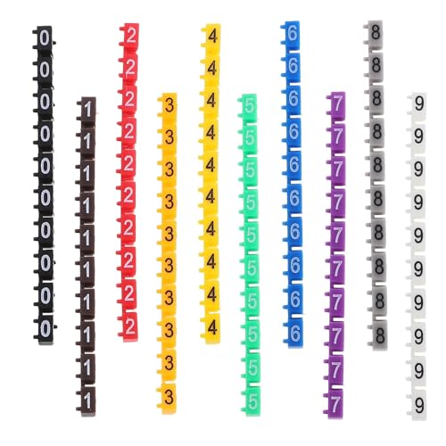 Labels Kabeletiketten, 150 Stück, elektrische Aufkleber, Drahtnummernetiketten, mehrfarbige Kabelmarkierungen, Etikettierer, elektrisch, 0-Krawattenclip, selbstklebend, elektrisch(0.48x0.30x0.30cm) von JNHGSHUAISDF