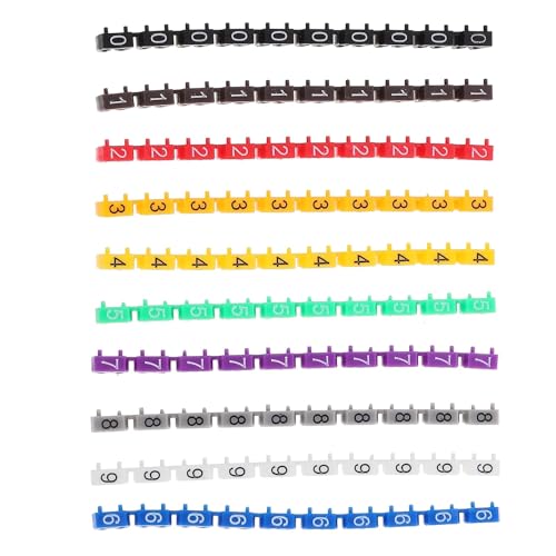 Labels Kabeletiketten, 150 Stück, elektrische Aufkleber, Drahtnummernetiketten, mehrfarbige Kabelmarkierungen, Etikettierer, elektrisch, 0-Krawattenclip, selbstklebend, elektrisch(0.60x0.40x0.30cm) von JNHGSHUAISDF