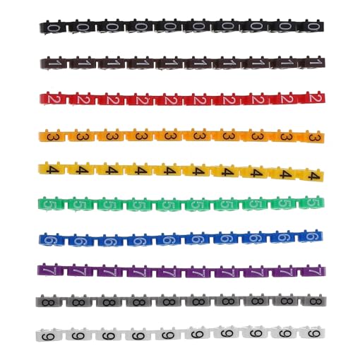 Labels Kabeletiketten, 150 Stück, elektrische Aufkleber, Drahtnummernetiketten, mehrfarbige Kabelmarkierungen, Etikettierer, elektrisch, 0-Krawattenclip, selbstklebend, elektrisch(0.72x0.60x0.30cm) von JNHGSHUAISDF