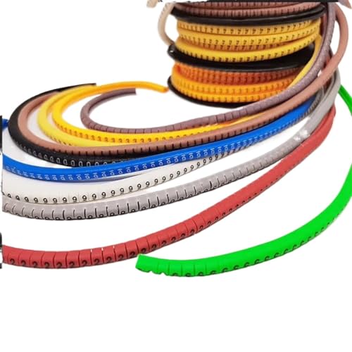 Labels Kabeletiketten, 250/500/1000 Stück, 0 bis 9, Zahlen, 2,5 mm², Kabeldrahtmarkierung, Spiralwicklung, farbig, 18 AWG-12 AWG (EC-1)(Mix Color,EC-3(250Pcs)) von JNHGSHUAISDF