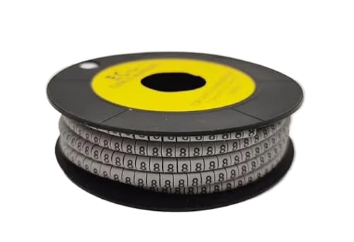 Labels Kabeletiketten, 250/500/1000 Stück, 0 bis 9, Zahlen, 2,5 mm², Kabeldrahtmarkierung, Spiralwicklung, farbig, 18 AWG-12 AWG (EC-1)(No.8,EC-2(500Pcs)) von JNHGSHUAISDF
